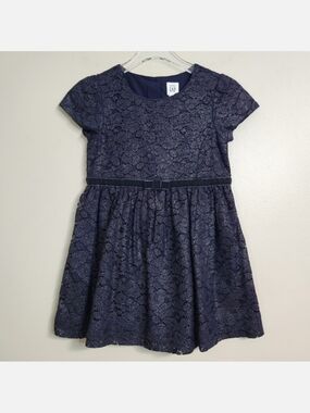 GAP Kids Navy Metallic Lace Overlay Dress, Size 3 ~ NWT